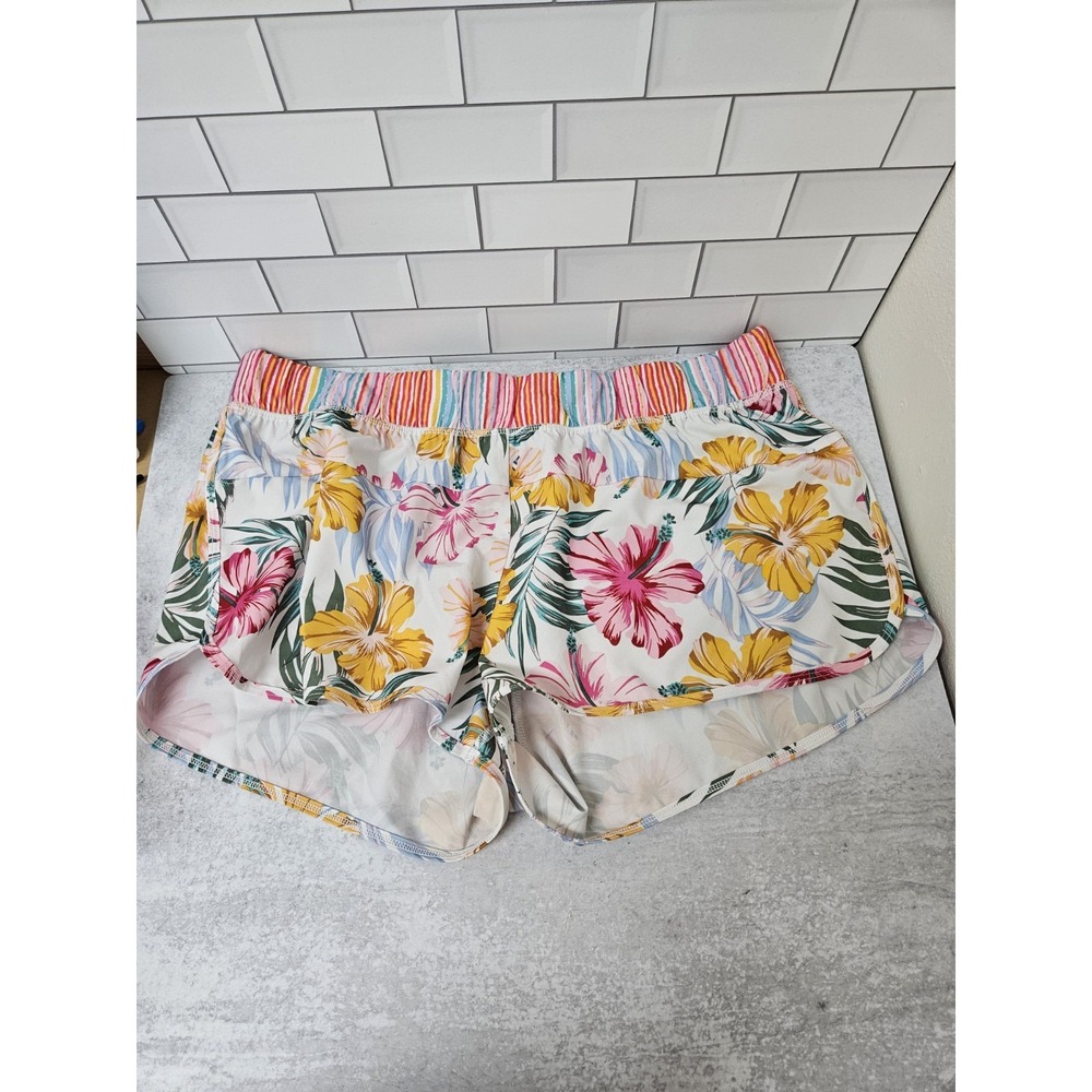 Endless Waves Athletic Shorts  XL 15-17 Beach Swim Pool Tropical Flowers